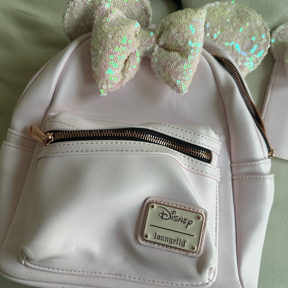 Loungefly Pink Backpack with Sequin Bow